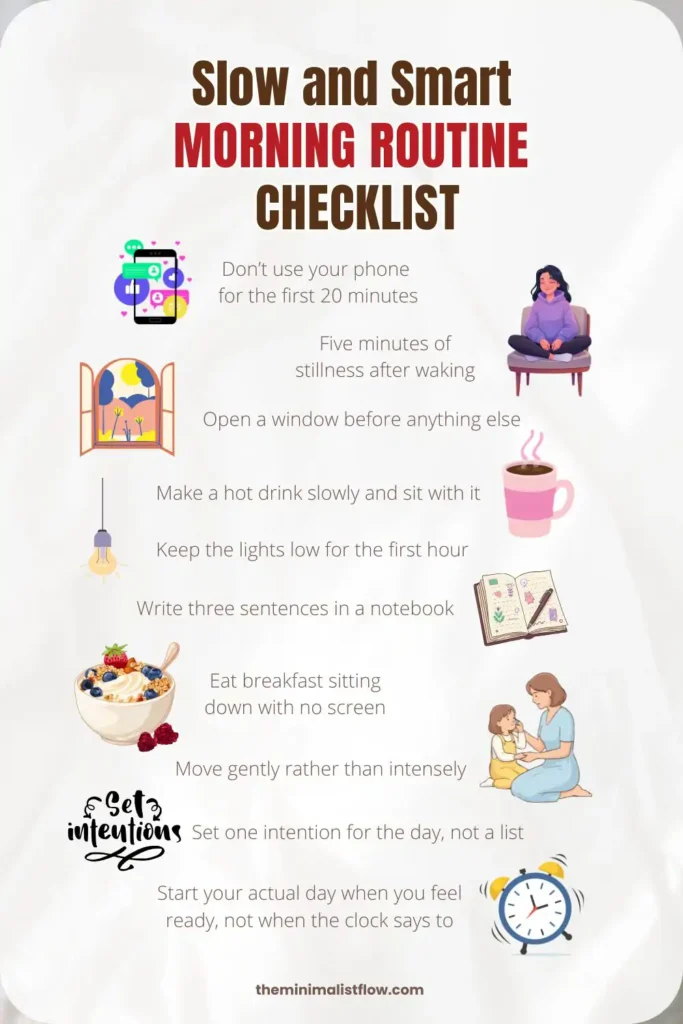 slow and smart morning routine checklist