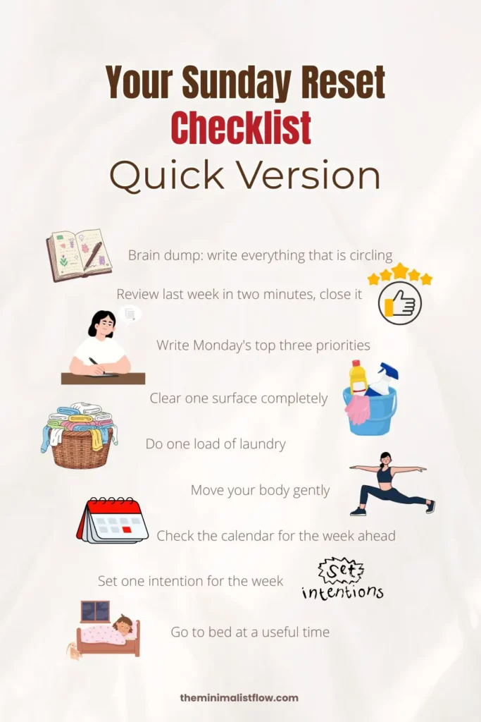 Your Sunday Reset Checklist: Quick Version