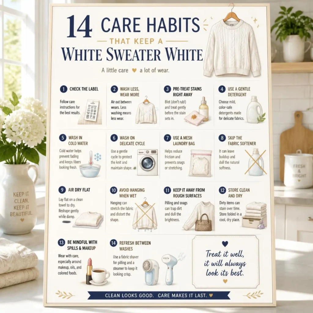 How to Keep a White Sweater Outfit White: 14 Care Habits