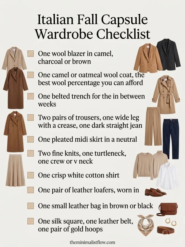 Italian Fall Capsule Wardrobe Checklist