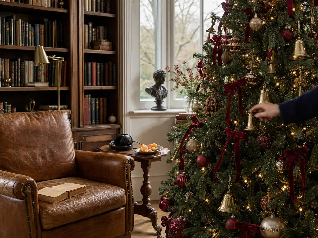 Burgundy and gold christmas tree
