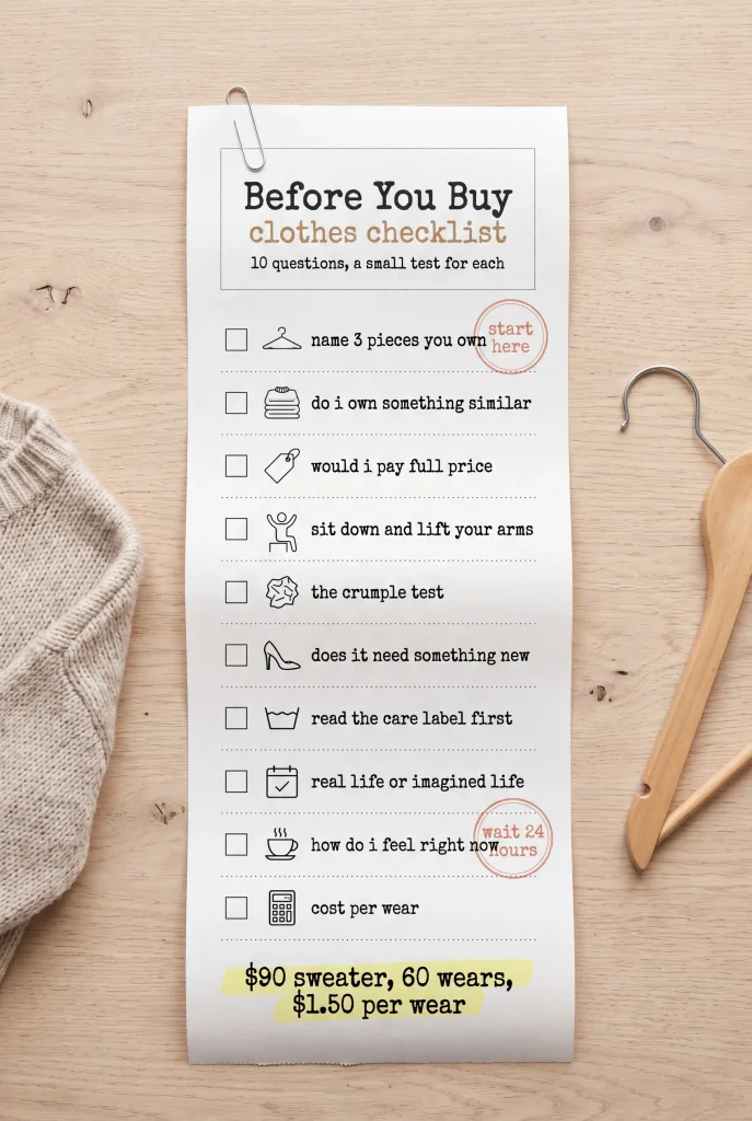 Clothes checklist before you buy